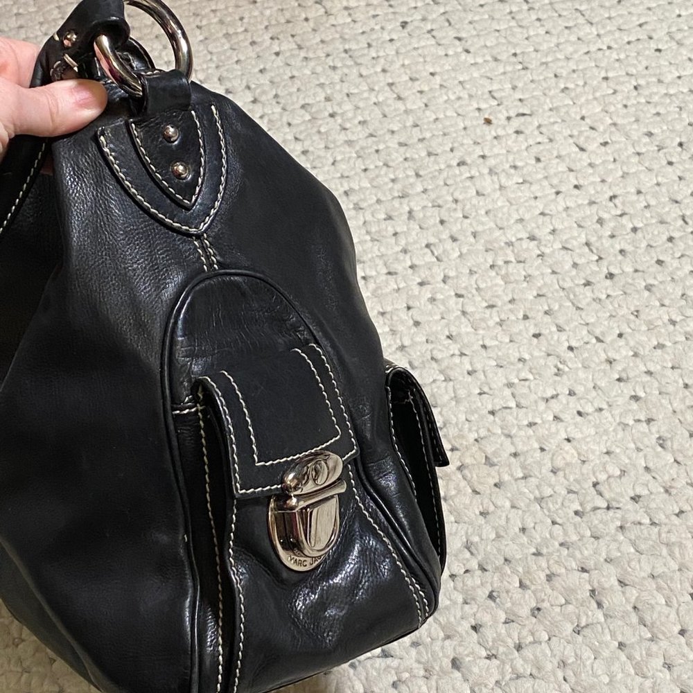 MARC JACOBS Authentic Large Black Leather VINTAGE Purse hobo Bag RARE UNICORN! - Picture 2 of 8